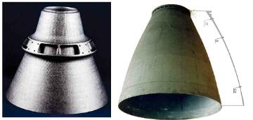 Fig1-CC nozzle extensions with integrated stiffener(left) and wall thickness variation (right)