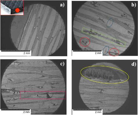 SEM micrograph of 2D CC composite test specimens