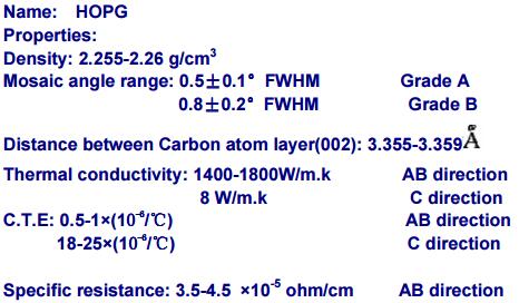 HOPG data sheet