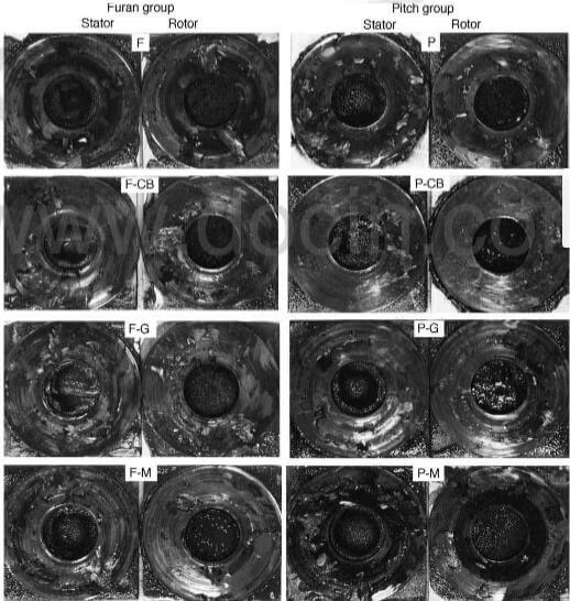 Fig.8-photographs of worn surfaces of composite after different post-treatments