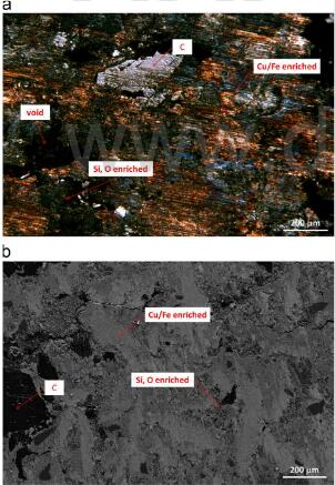 Fig.7-representative OM and SEM images of friction surface of an organic pad tested against a carbon ceramic composite disc